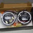 4pcs 5 3/4" 5.75 LED Headlights with High Low Beam Amber turn signal White DRL, 5 3/4 led headlight Halo Ring