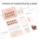 VSALON Press On Nails Short Almond, Brown Cat Eye Sparkle Fake Nails Kit, Reusable Glue on Nails, 32 Pcs Stick On Nails in 16 Size