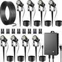 All-in-One Outdoor Low Voltage Landscape Lighting Kit, LED Landscape Spot Lights with 60W Transformer and 65FT Wire, Waterproof Outside Spotlights for Yard, Garden, Tree, Pathway, House, 3000K, 8 Pack
