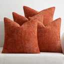 MIULEE Pack of 4 Couch Throw Pillow Covers 20x20 Inch Burnt Orange Soft Decorative Chenille Pillow Covers Farmhouse Accent Cushion Covers for Boho Fall Home Decor Sofa Bedroom Living Room