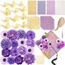 Wavwavw 43 PCS DIY Graduation Cap Decorations Kit, Grad Cap Decorations Included Faux Flowers 3D Butterfly Self Adhesive Rhinestones Stickers Alphabet Letter Stickers for 2026 Grad Party(Purple)