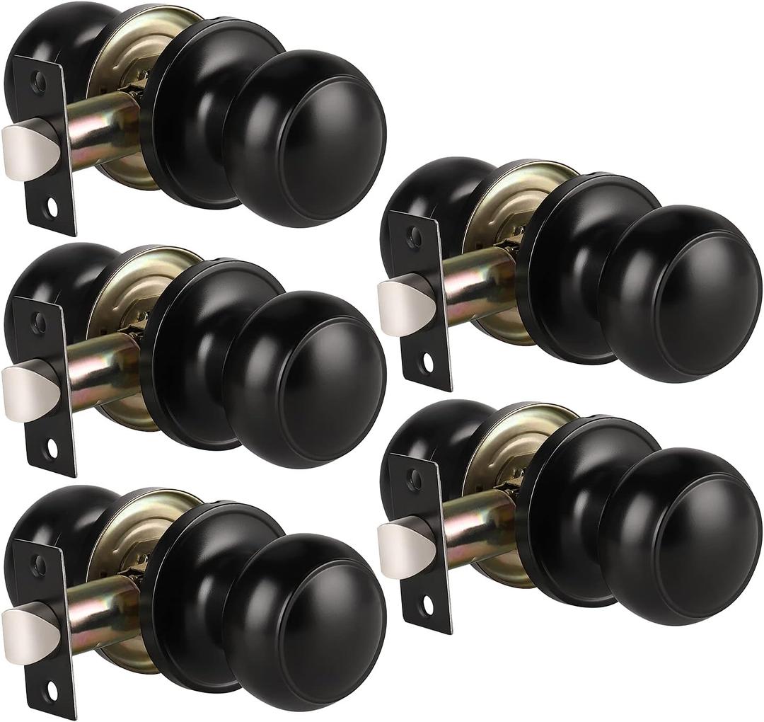 KNOBWELL 4 Pack Matte Black Passage Door Knobs for Hallway or Closet, Keyless Interior Non-Locking Door Knobs KNOBWELL 4 Pack Matte Black Passage Door Knobs for Hallway or Closet, Keyless Interior Non-Locking Door Knobs