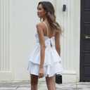 BNGD Women's Backless Bow Tie Spaghetti Strap Mini Dress Sexy Club Party Dresses (White, S)