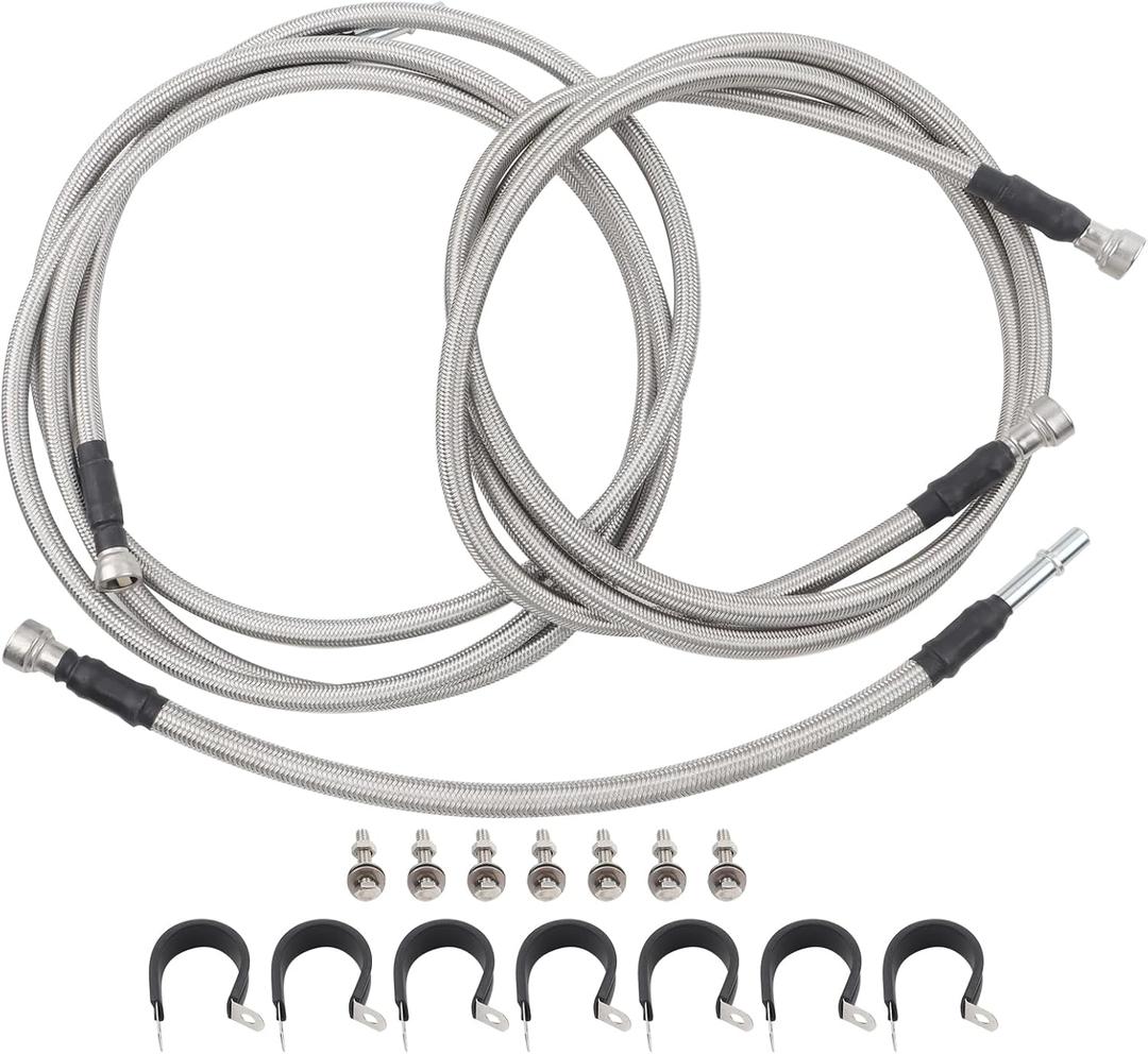 MUCO Stainless Fuel Line kit 819-845 Flexible Braided Lines Stainless Steel for Chevy Silverado GMC Sierra 2500 3500 HD 6.6L V8 2001 2002 2003 2004 2005 2006 2007 2008 2009 2010 Extended Cab Diesel