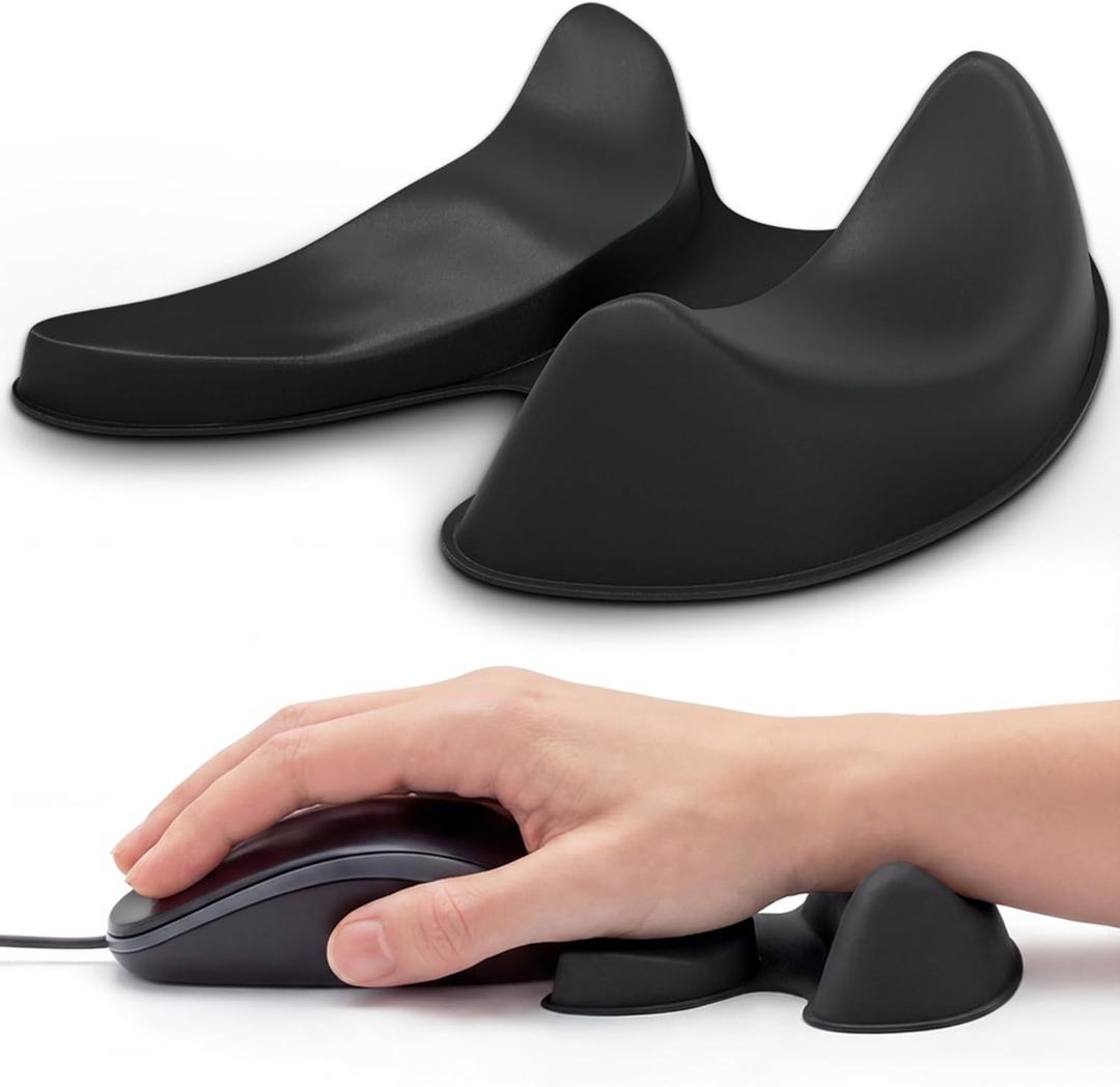 GlideX r2.0 Ergonomic Wrist Rest for Mouse, Desk Mouse Pad Wrist Support, Smooth-Glide, Comfortable Low-Profile Design For Gaming, Office and Home Use. Best for Right Small/Medium Hand, Black