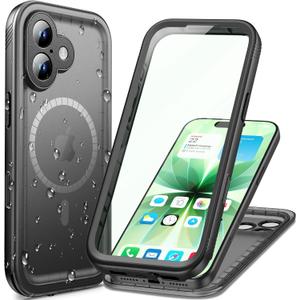 Cozycase for iPhone 17 Waterproof Shockproof Dustproof Case [Compatible with MagSafe] - Heavy Duty/360 Full Body/Military Grade/Rugged Hard Built in Screen/Camera Protector with Lanyard Frosted Black