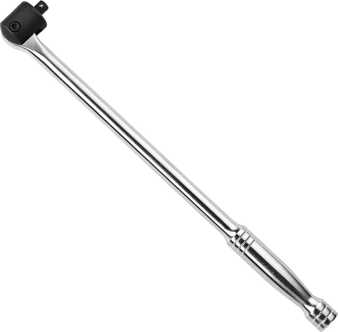 EPAuto 3/8 Inch Drive by 17.5" Length Breaker Bar, CR-V Steel (Black/Stainless Steel)