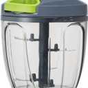 Ourokhome Manual Food Processor Vegetable Chopper, Portable Hand Pull String Garlic Mincer Onion Cutter for Veggies, Ginger, Fruits, Nuts, Herbs, etc., 900ml, Grey (Gray)