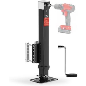 8000 lbs Heavy Duty Trailer Jack, 20-24V Cordless Drill Compatible28.6" Lift, for Utility, Yacht, Boat Trailer Jack,Black