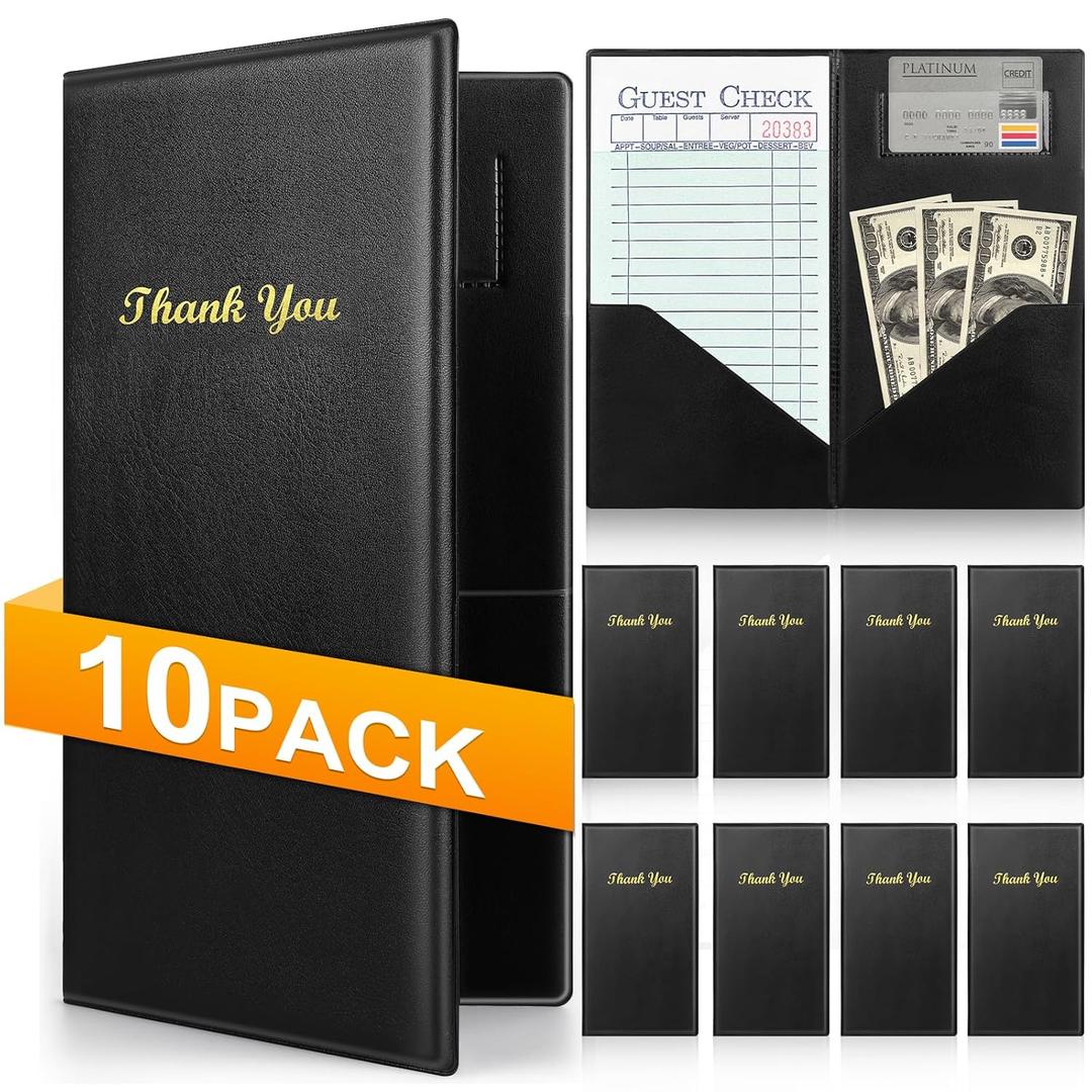 10 Pcs Server Books, Check Presenters for Restaurants, PVC Server Books for Waitress Guest Check Holder