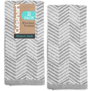 Best Brands Cuisinart Kitchen Towels 2 Pack  100% Cotton Dish Towels for Kitchen Drying, Bleach Safe & Super Absorbent Hand Towels 18x28, Durable Soft Cotton Tea Towels for Everyday Cleaning (Zigzag Black)