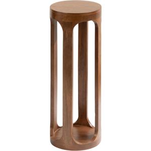 Kate and Laurel Dahl Wooden Round Drink Table; 8 x 23; Walnut Brown; Mid-Century Modern Circle Wood Accent Pedestal Table for Living Room Plant Stand or Small Bedroom Nightstand