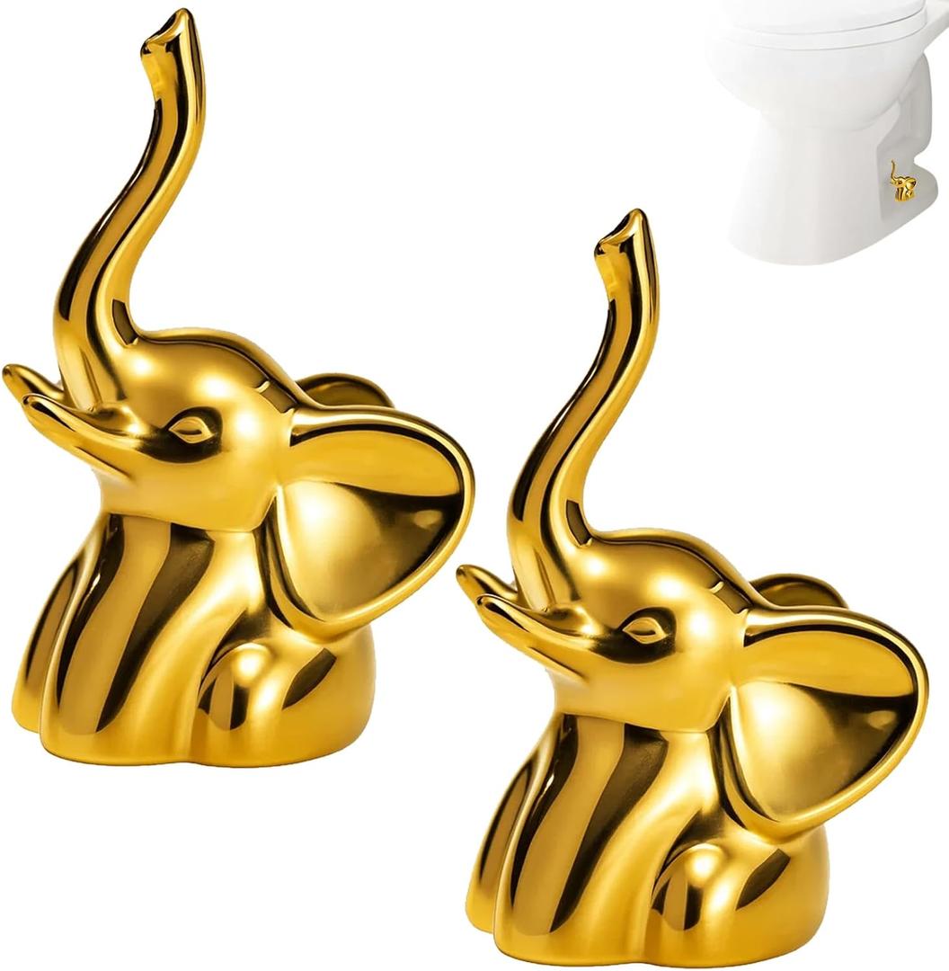 2 Pack Porcelain Toilet Bolt Caps,Toilet Bolt Covers Decorative,Elegant Elephant Design Toilet Bolt Caps Decorative for Bathroom Accessories