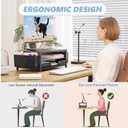 OPNICE Desk Organizers and Accessories, Computer Monitor Stand Riser with Drawer and 2 Pen Holders, Printer & Laptop Stand, Office Desk Accessories & Workspace Organizers for Home Office Supplies, Black