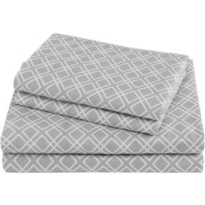 Comfort Spaces Cotton Flannel Sheets Twin Size, Ultra Soft Flannel Sheet Set with 12" Elastic Pocket , Breathable Warm Flannel Bedding, Grey Geo 3 Piece