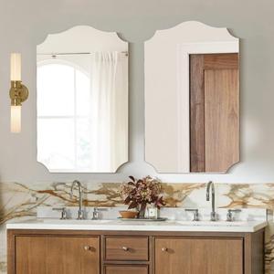 2-Pack Arched Mirror Wall Decor, Frameless Bathroom Mirrors for Over Sink, Tempered Irregular Wall Mirror, for Living Room, Bedroom, Entryway, 30"x20" 2-Pack Arched Mirror Wall Decor, Frameless Bathroom Mirrors for Over Sink, Tempered Irregular Wall Mirror, for Living Room, Bedroom, Entryway, 30"x20"