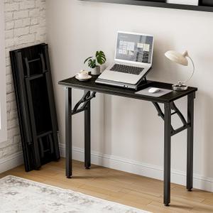 Frylr Small Folding Computer Desk Portable 35.8 Inch Foldable Laptop Table, Collapsible and Compact for Easy Storage and Fast Setup, Lightweight for Small Spaces, Craft and Study Use, Dark Oak, 35.8 x 15.7 Inch