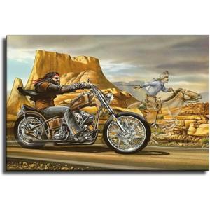 LVUPIIG Ghost-Rider Motorcycle Rider Poster Decorative Painting Canvas Wall Art Living Room Posters Bedroom Painting 16x24inch (40x60cm)