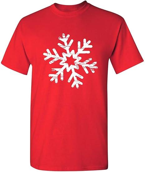 Feelin Good Tees Christmas Snowflake Novelty Xmas Graphic T-Shirt, Red, M