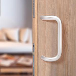 MorningRo Offset Door Pull Commercial Door Handle 10" Center to Center Aluminum 90 Degree 1" Diameter Through Bolt Mounting for 1-3/4" Gate, Clear Anodized Finish