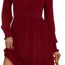 SAMPEEL Dresses for Women 2025 Long Sleeve Fall Fashion Casual Sweater Dress Trendy Outifts (Small, Burgundy)
