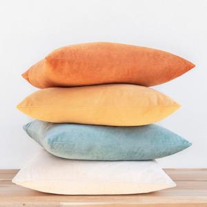 MONDAY MOOSE Decorative Throw Pillow Covers Cushion Cases, Set of 4 Soft Velvet Modern Designs, Mix and Match for Home Decor, Pillow Inserts Not Included (20x20 inch, Orange/Teal)