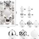 Christmas Ball Ornaments for Xmas Decorations,50 pcs Christmas Extra Large Tree Shatterproof Ornaments-Silver (Combo of 5 Style in 3 Sizes)