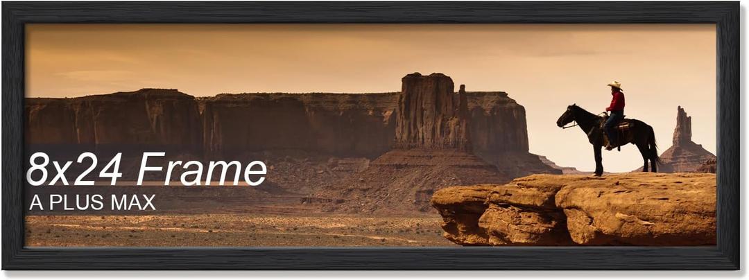 A PLUS MAX 8x24 Picture Frame Black Light Weight Wall Mount