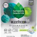 Seventh Generation Power+ Dishwasher Detergent Packs Fresh Citrus scent 1 for sparkling dishes Dishwasher tabs 70 count