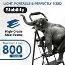 5 Step Ladder, Folding Step Stools with Safe-Lock Design & Handrail, Step Stool Foldable with Anti-Slip Pedal and Feet, Sturdy Steel Ladder for Multi-Purpose, 800lb, Black