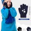Glooarm 3 Pairs Kids Gloves Winter Gripper Knit Magic Gloves Stretch Warm Cold Weather Gloves for Boys Girls 4-12 Years (Pentacle Printing)