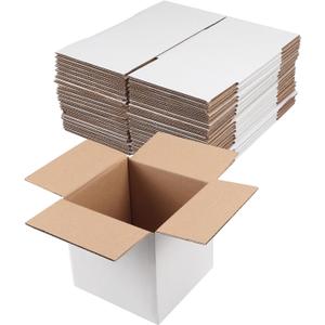 Hoikwo 6x6x6 Shipping Boxes Set of 25, White Corrugated Cardboard Box for Small Business for Packaging Mailing