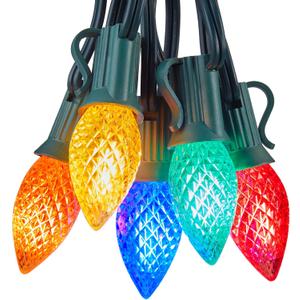 Multicolor C7 LED Christmas Lights Outdoor, 34FT Colorful Christmas String Lights with 50+2 Plastic Bulbs, Traditional Hanging Holiday Lights for Christmas Tree Patio Fence Roofline Xmas Decorations