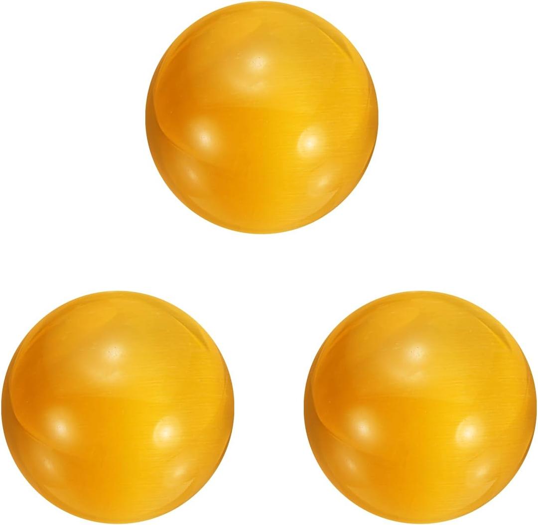 uxcell 3 Pcs Crystal Sphere, 20mm Natural Gemstone Sphere Mini Natural Quartz Ball Collection Polished Hand Carved Crystal Ball Bulk for Living Room Bedroom Garden Office, Yellow