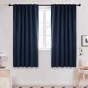 Deconovo Blackout Curtains, Thermal Insulated, W52 x L63 2 Panels, Back Tab, Machine Washable, Room-Darkening Drapes for Bedroom/Living Room Navy Blue