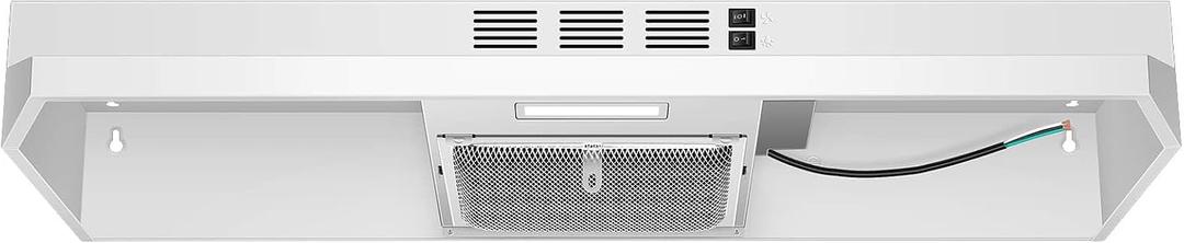 SNDOAS Range Hood 36 inch Under Cabinet,White Spray Painting Stainless Vent Hood with 2 speeds and 230 CFM,Ductless Range Hood with Rocker Buttons,Aluminum Mesh Filter,Kitchen Hood without Plug