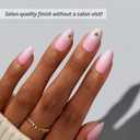 BTArtbox Press on Nails, Short Almond Pink Fake Nails, 32Pcs Full Kit
