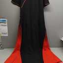 Vietnam Traditional Lace Chiffon Chi-pao Cheongsam Long Women's Dress Qipao Pageant Gala Evening Gown (5X-Large, Black)
