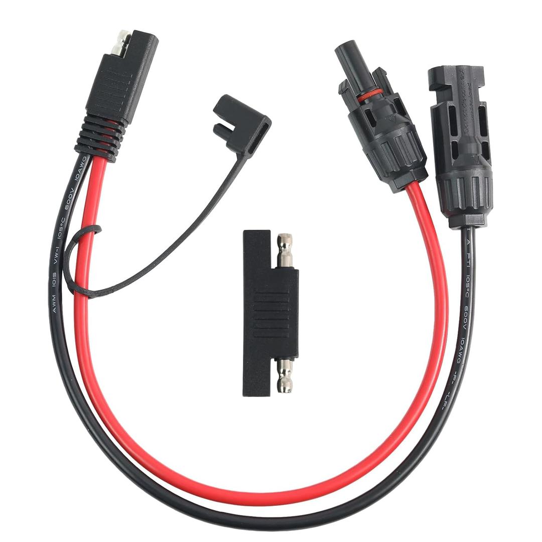 1ft 10AWG Solar Panel Connector Cable, SAE to MC-4 Male Female Adapter PV Extension Cable with SAE Polarity Reverse Adapter for RV Caravan Solar Panel Battery Charger