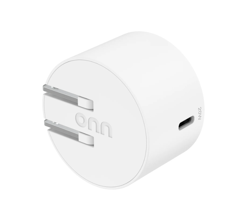 onn 20W Single USB-C Port Wall Charger, Fast Charging, USB-IF Certified, Foldable Plug, White - Compatible with iPhone 17/16/15 Series, Samsung Galaxy, Note, Pixel Devices iPad Pro, & More