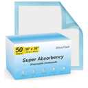 50 Count 36" x 36" Super Absorbency Disposable Underpads - Leakproof Quick Drying Pads for Baby, Puppy & Adults, Bed Pads, Incontinence & Dog Pee
