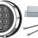 Gun Safe Lock Replacement Solenoid Lock with 2 Override Keys Chrome Digital Keypad DIY Safe Electronic, Reset Cable, Circuit Board Lock