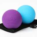 Physical Yoga Balls Massage Lacrosse Balls for Myofascial Release, Trigger Point Therapy, Muscle Soreness Deep Tissue Massage Physical Therapy Equipment(2 Pack, Blue and Purple)