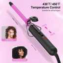 1/2 Inch Small Curling Iron for Short Hair, Dual Voltage Small Curling Wand with 2 Heat Settings 430F & 450F for Tight Curls, Pink