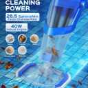 Cordless Handheld Pool Vacuum Cleaner with Telescopic Pole, 26.5 GPM Powerful Suction, Longer 1H Runtime, Portable Pool Vacuums for Above Ground/Inground Pools, Hot Tubs, Spas, Deep Blue