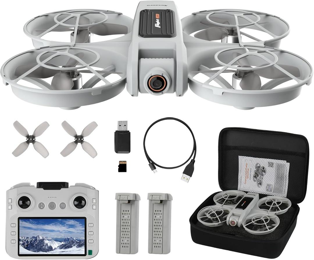 Drones for Adults with Camera 2K, Upgraded 4.5inch LCD RC Screen Remote Control, Brushless Motor Smart FPV Quadcopter for Kids Beginners, Auto Hovering, 3D Flips, Headless Mode, Follow Me, 2 Batteries, 30 Mins Flight Time, Great Gift Toy for Boys and Girls White Drones for Adults with Camera 2K, Upgraded 4.5inch LCD RC Screen Remote Control, Brushless Motor Smart FPV Quadcopter for Kids Beginners, Auto Hovering, 3D Flips, Headless Mode, Follow Me, 2 Batteries, 30 Mins Flight Time, Great Gift Toy for Boys and Girls White