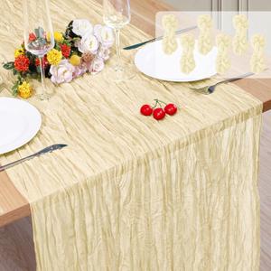 6 Pack Cheesecloth Table Runner 10Ft Christmas Gauze Boho Table Runners for Wedding Decor Bridal Shower Decorations Baby Shower Party(35" x 120"), 6PC