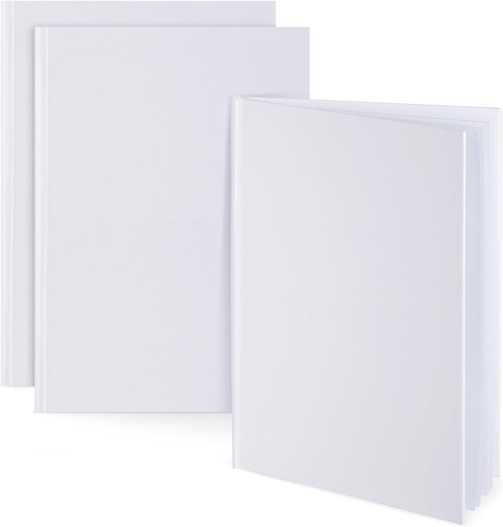 Paper Junkie 3 Pack 7x10 inch White Blank Hardcover Books for Kids, Unlined Scrapbook and Journal - 18 Sheets/36 Pages Each - Blank Books for Kids to Write Stories