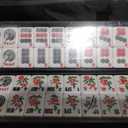 American Mahjong Tile Set,166 White Tiles Mahjong Set,4 Colors Mahjong Racks,Travel Mahjong Set with Blue Carrying Bag