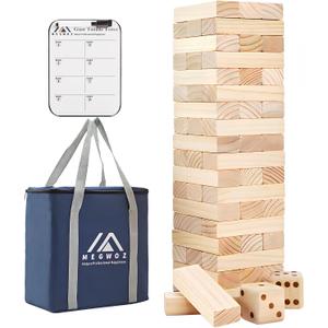 Giant Tumble Tower Games for Kids and Adults 57 Blocks New Zealand Pine Wooden Blocks Stacking to Over 4.2FT Family Games for Indoors Outdoors Yard Games for Family